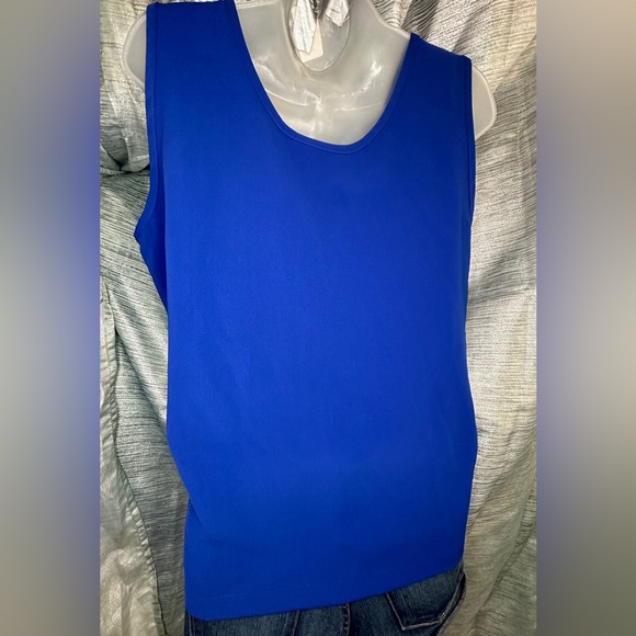 Saint Germaine Paris Royal Cobalt Blue Rhinestone Tank Top Shirt Blouse ~ Medium - Picture 4 of 8